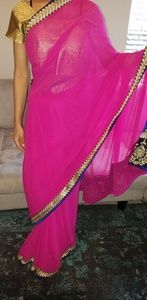 Indian Saree/Sari with Gold Blouse